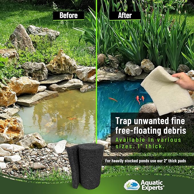 Classic Koi Pond Filter Pad FINE - White Bulk Roll Pond Filter Media, Ultra-Durable Pond Filters for Outdoor Ponds, Reusable Fish Pond Filter Material, USA (3/4" - 1" x 12" x 12 feet)