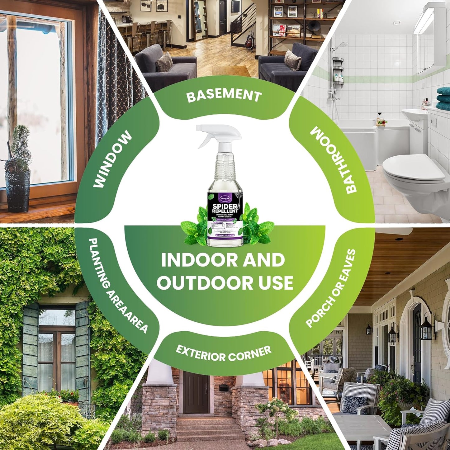 16 oz Peppermint Oil Spider Repellent Spray - Natural Insect Deterrent for Home & Garden