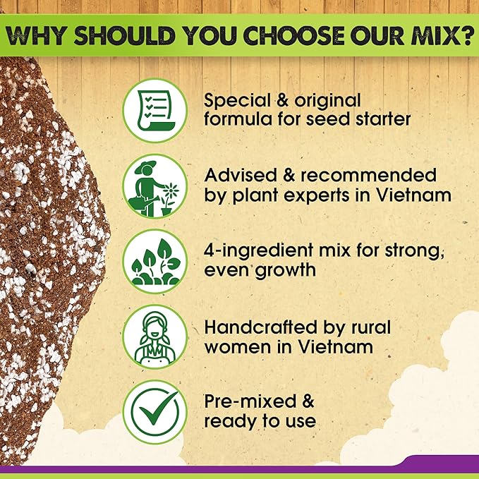 DUSPRO Recycle 4 QRT Seed Starter Soil Pre-Mixed Seed Starting Mix for Young Plant Seeds, Soilless Formula Moisture Retention, Aeration & Nutrient Seed Starting Soil 4in1