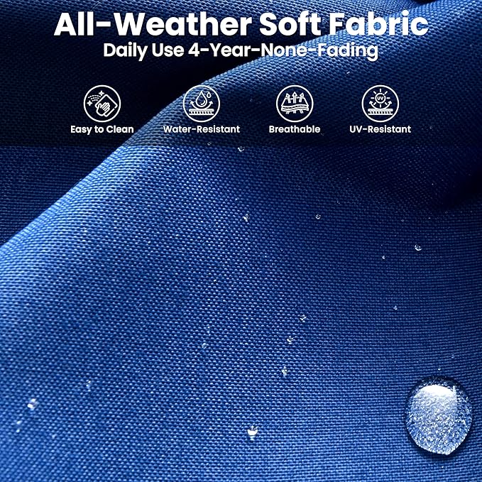 ovios 8 Pieces Patio Furniture Set, Outdoor Wicker Sofa Couch with Swivel Chairs 42" Fire Pit Table, High Back All Weather Modern Conversation Sets, Brown Rattan, Navy Blue