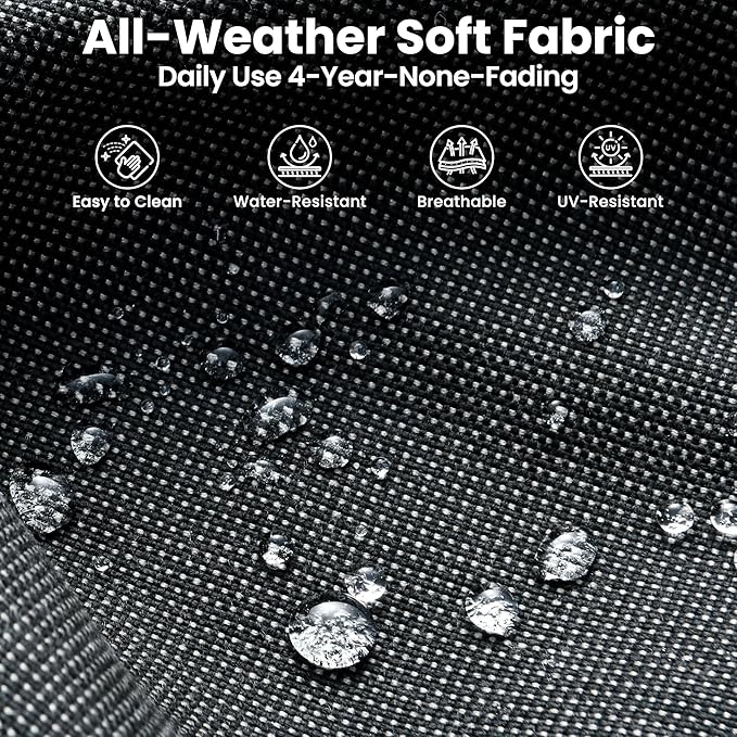 ovios 6 Pieces Patio Furniture Set with 42" Fire Pit Table, Outdoor Wicker Sofa with Comfy Cushions, All Weather High Back Rattan Couch Conversation Set, Black