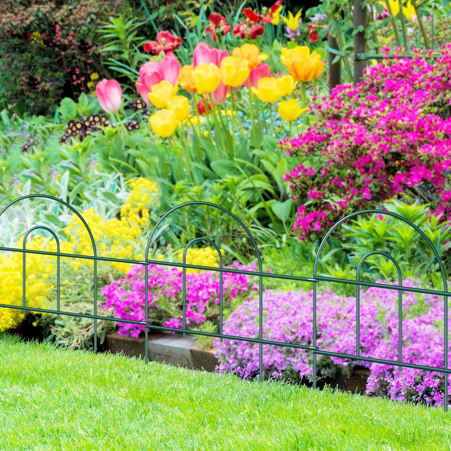 Decorative Garden Folding Border Fence, Metal Wire Edging Flower Fence Panel 18in X20ft Outdoor Patio Landscape