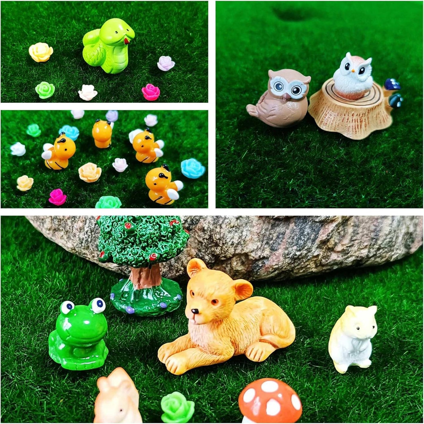 100 Pcs Mini Resin Animals Figures, Forest Tiny Plastic Animals Figurines to Hide Miniature Fairy Garden Decorations Accessories