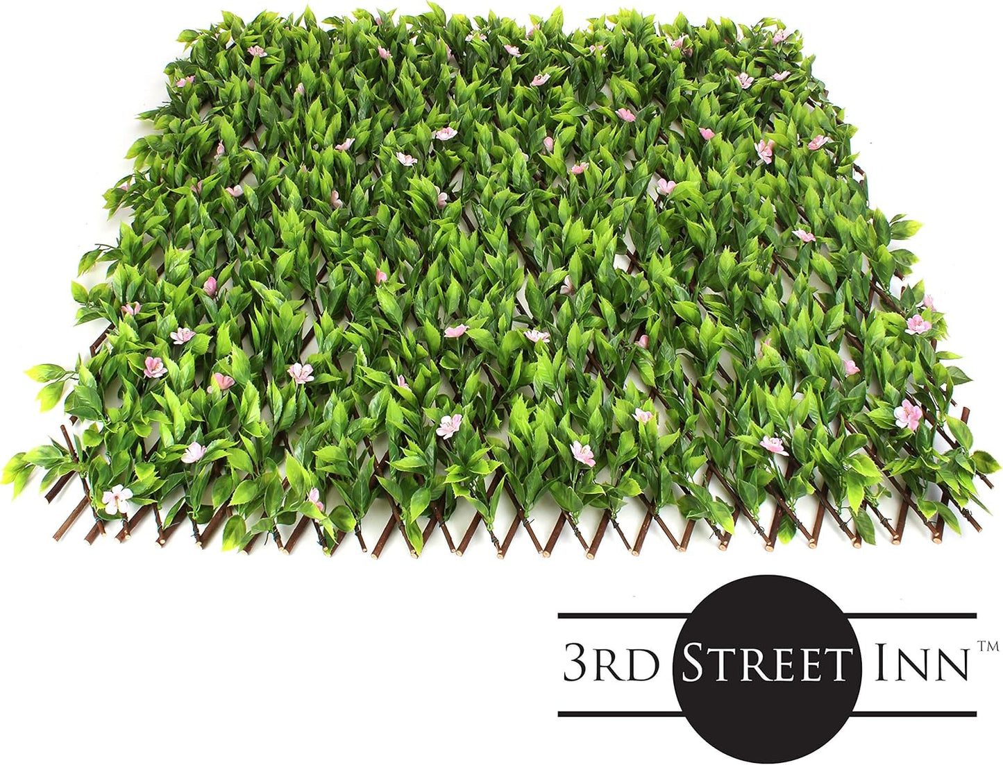 3rd Street Inn™ Leaf Trellis - Bamboo Greenery Panel - Boxwood and Ivy Privacy Fence Substitute - DIY Flexible Fencing (1, Pink Flower Sakura)
