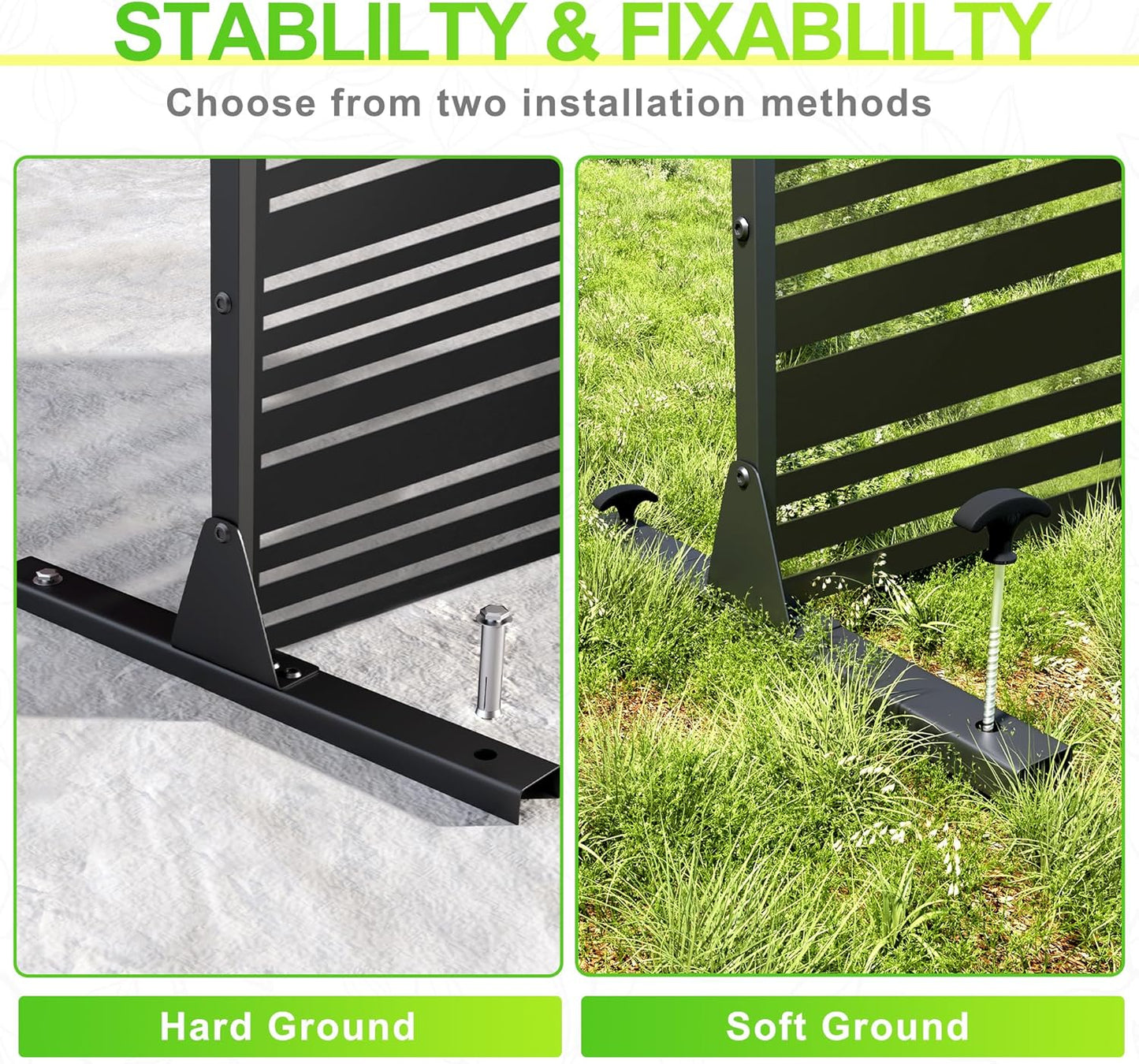 Outdoor Privacy Screen,72" H×47" W Metal Privacy Screen, Freestanding Privacy Fence Panels for Patio