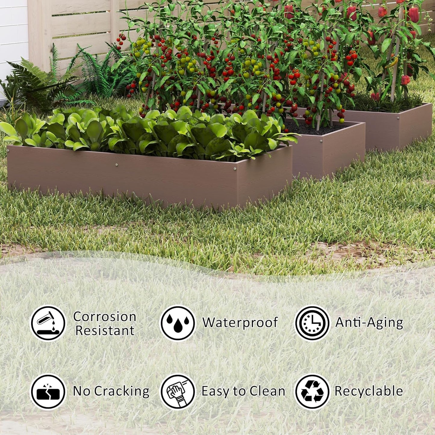 HDPE Raised Garden Bed 47.24 * 24.4 * 9.65 in,Vegetable Planter Bed Outdoor,Elevated Horticulture Planter Bed,Waterproof,Rot-Resistant and Non-Cracking Above Ground Garden Bed(Light Brown)