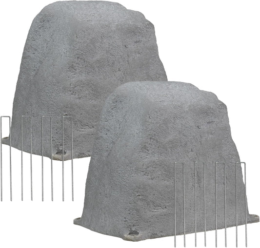 Sunnydaze 11" H Polyresin Faux Landscape Rock Cover - Lightweight Fake Rock Well Pump Cover for Outside - Gray - 2-Pack