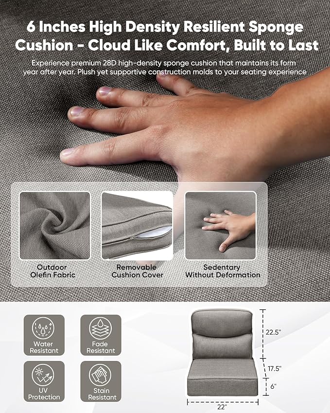 HUMMUH Wicker Patio Furniture Set with Patio Swivel Chairs Set of 4 and 50,000 BTU Fire Pit Table,6 Inch Thick Cushions High Back Outdoor Swivel Rocker Chairs Set for Porch, Balcony, Deck