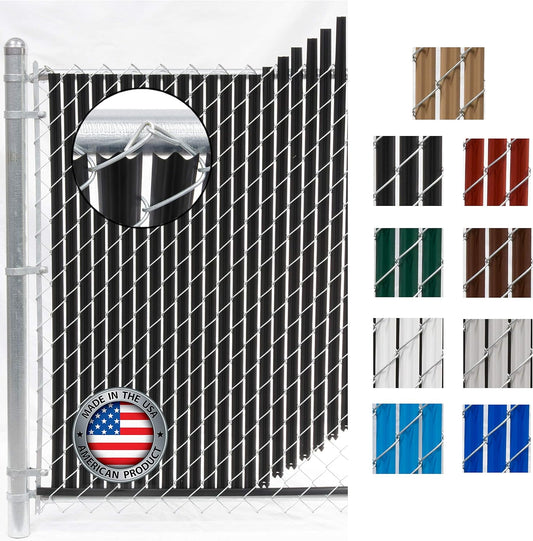 Wave Slat (9 Colors) Single Wall Bottom Locking Privacy Slat for 4', 5', 6', 7' and 8' Chain Link Fence (6 ft, Black)