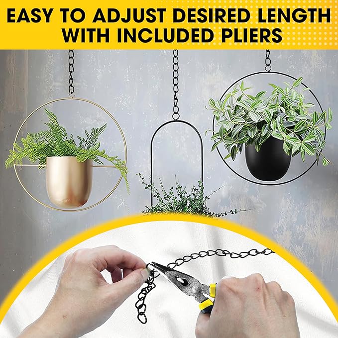 [Upgraded] 50FT Black Electroplated Steel Hanging Chain Roll, Pliers Included, 20LBS Load Capacity, Durable, Rust-Resistant, Adjustable Length for Hanging Bird Feeders, Planters, Lanterns, Billboards