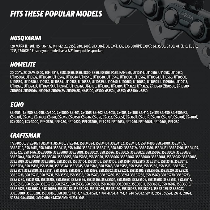 14 Inch Chainsaw Chain 3/8" LP Pitch, 050" Gauge, 52 Drive Links, German Steel, fits Husqvarna 120i, 135, Echo CS-310, Ryobi RY3714, Makita XCU11Z, EGO, WORX, POULAN and more - S52 (3 Chains)