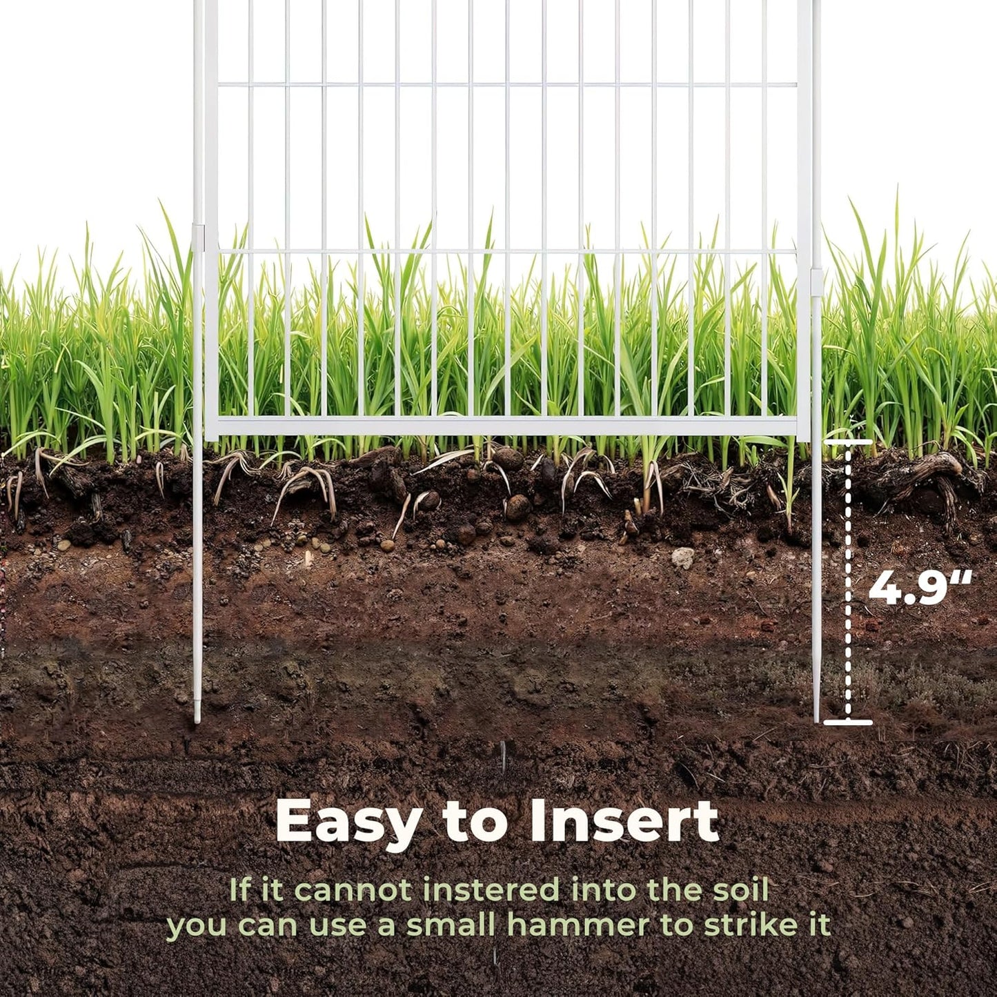 Decorative Garden Fence with Gate 32 in(H) x 17.8 ft(L) 8 Panels, Heavy Duty Metal Animal Barrier Fence for Yard, Flower Bed Fencing, Garden Border Fence, Easy Set Up, White