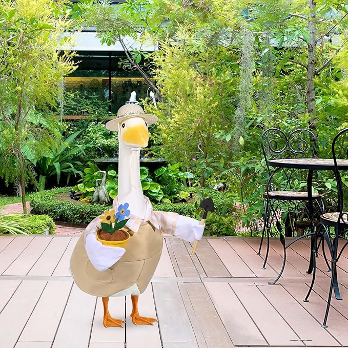 Gardener Porch Goose Outfits Spring Goose Outfit Cute Lawn Porch Goose Clothes Fits 23" Cement Plastic Goose Statue for Outdoor Garden Yard Patio Art Decor (Style1)
