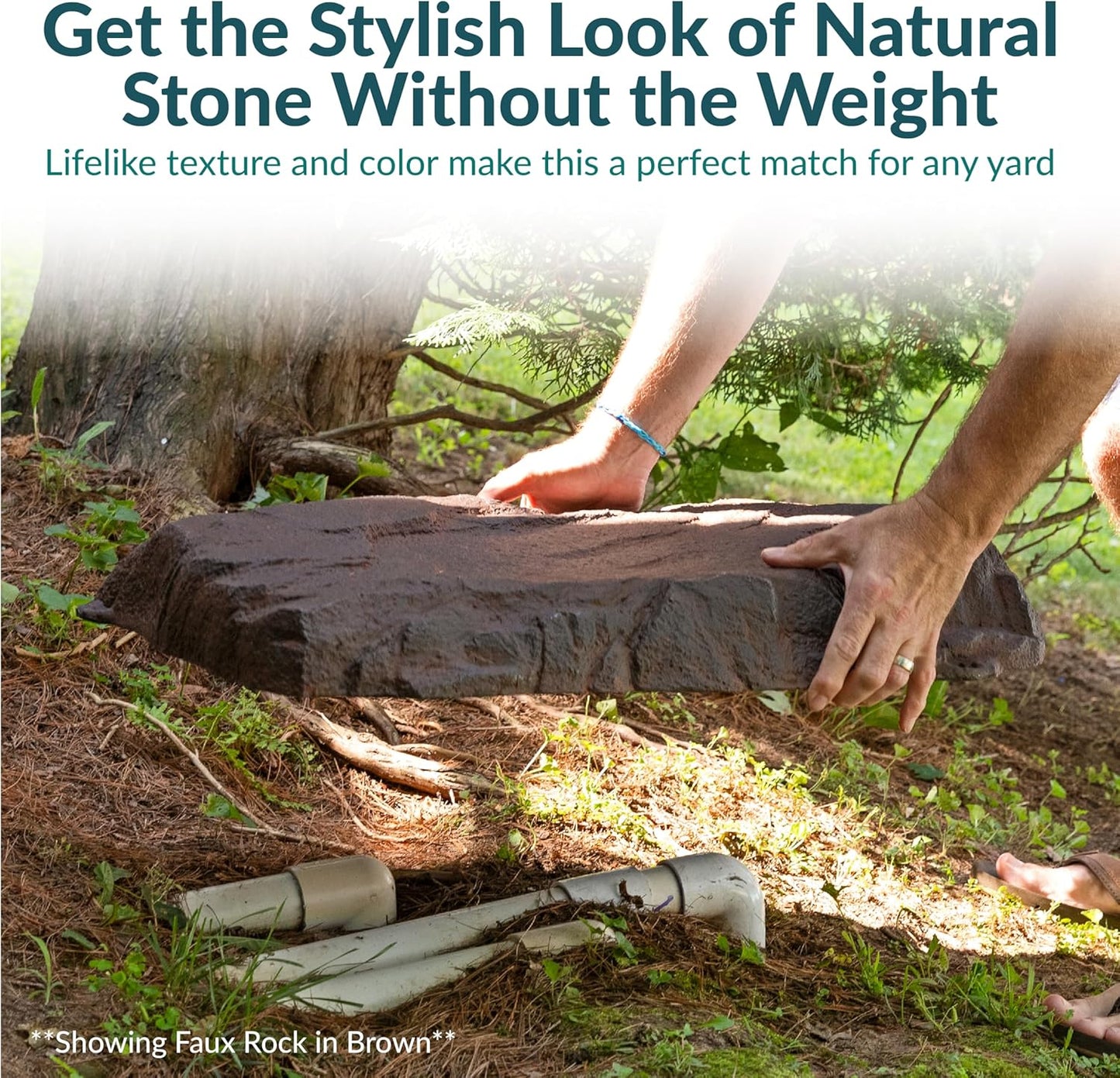 Sunnydaze 3.5” H Polyresin Faux Landscape Rock Cover - Lightweight Fake Rock Well Pump Cover for Outside - Sand