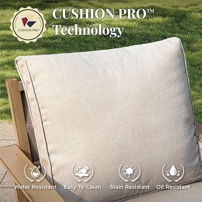 5-Piece Patio Outdoor Conversation Furniture Set with 2 Swivel Chairs, Steel Modern Outdoor Patio Conversation Sets with Waterproof Thick Cushions for Porch, Balcony, Backyard-Beige