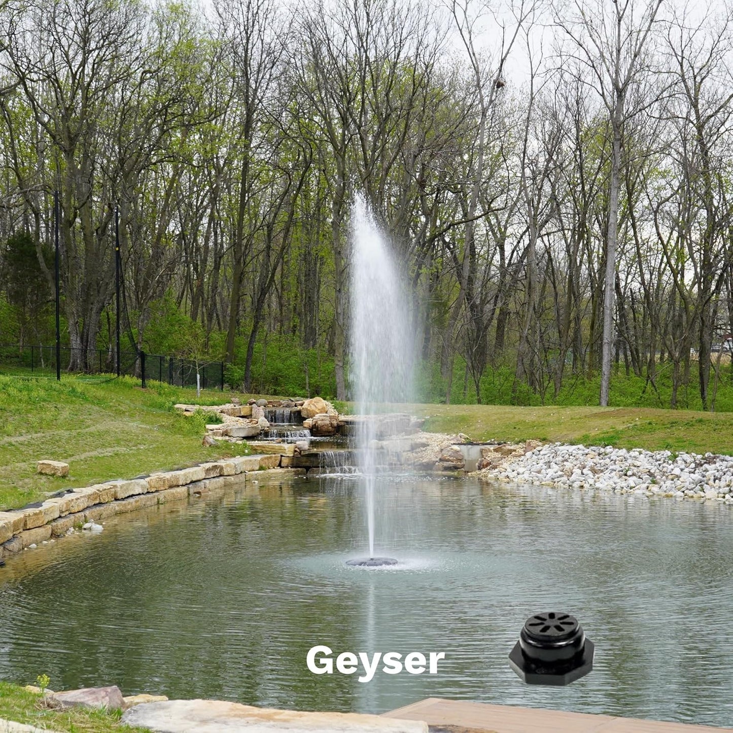 HALF OFF PONDS Floating Fountain – 1.75 HP Pond Aerator with 100' Cord – 14,800 GPH Water Pump – 11 Spray Patterns - Energy-Efficient – for Large Ponds, Lakes & Water Gardens