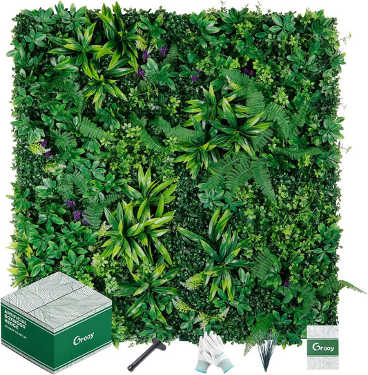 Artificial Boxwood Panels, Grass Wall Panels 20"x20"(8pcs), Privacy Hedge Fence Screen with UV Protection, Fake Greenery Backdrop for Indoor Wedding and Outdoor Garden Backyard
