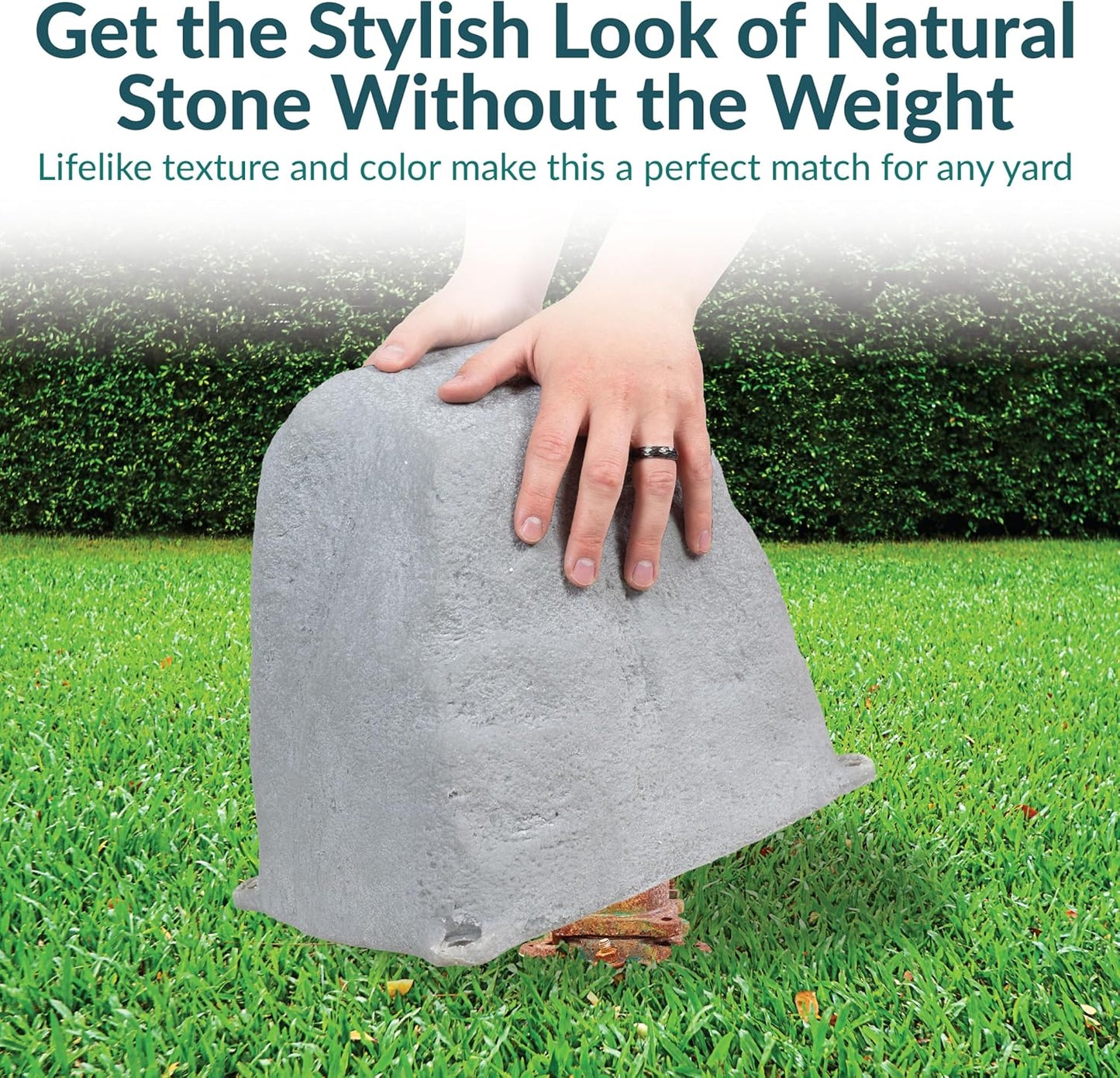 Sunnydaze 11" H Polyresin Faux Landscape Rock Cover - Lightweight Fake Rock Well Pump Cover for Outside - Gray