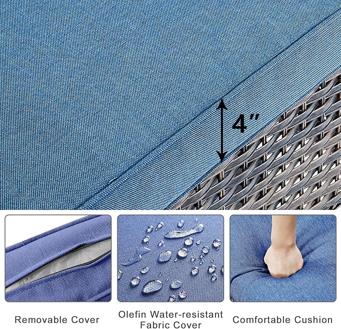 HUMMUH Outdoor Patio Furniture 7-Piece All-Weather PE Wicker Outdoor Conversation Set-Patio Couch Swivel Rocker Chairs with Ottomans Coffee Tables for Backyard,Poolside,Deck