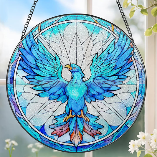 Stained Glass Window Hanging, Stained Glass Suncatcher, Phoenix Sun Catcher, Window Decor, Phoenix Gift, Gifts for Mothers Day, Christmas or Birthday Gift, Gifts for Lover Couple Colleague Friends