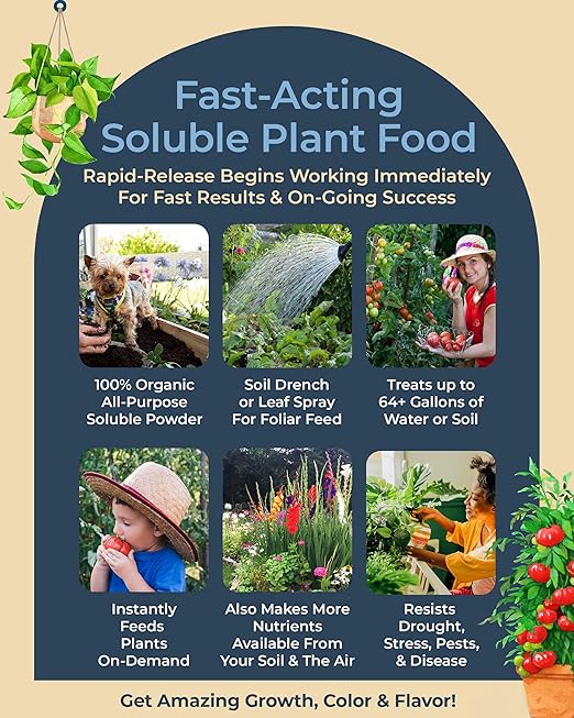 Organic Plant Magic - Truly Organic™ Fast-Acting Soluble Plant Food: All-Purpose Fertilizer Concentrate for All Flower Vegetable Herb Fruit Tree Shrub Container Garden & House Plants [Two 1 lb Bags]