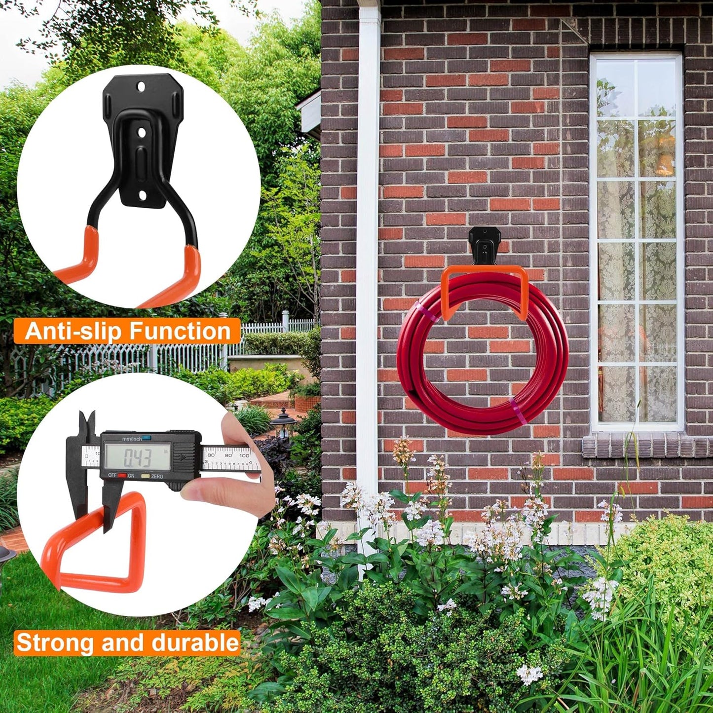 Garden Hose Holder Wall Mount Heavy Duty Garden Hose Hanger Free Standing Metal Hose Rack for Outside Yard and Garage