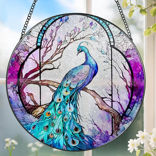 Stained Glass Window Hanging, Stained Glass Suncatcher, Peacock Sun Catcher, Window Decor, Peacock Gift, Gifts for Mothers Day, Christmas or Birthday Gift, Gifts for Her Mom Grandmother Daughter