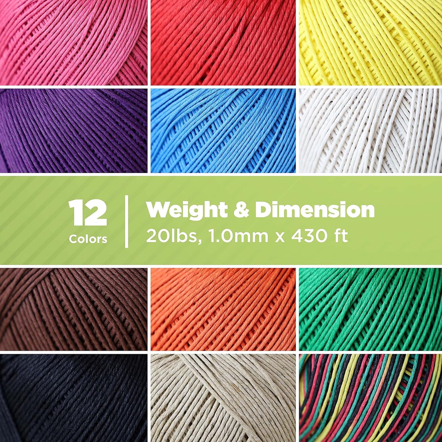 Hemp Twine for Gardening - Twine for Crafts - Organic Natural Hemp String for Jewelry Making - Strong Durable Cord for Decoration, Macrame + Cooking - 1MM, 100G/430 Ft. - 20 lb. Test Strength - Orange