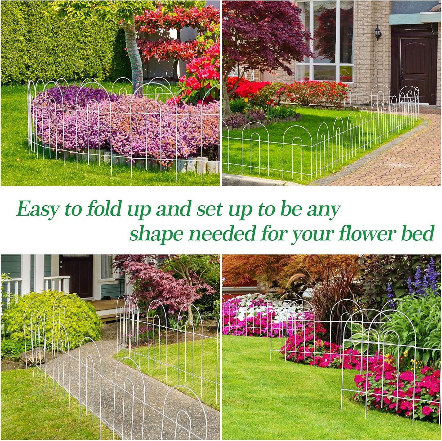 AMAGABELI GARDEN & HOME 25 Panels 24in(H)×35ft(L) Decorative Garden Fences and Borders for Dogs No Dig Rustproof Metal Fence Panel Garden Edging Border Animal Barrier Fencing for Flower Bed Yard White