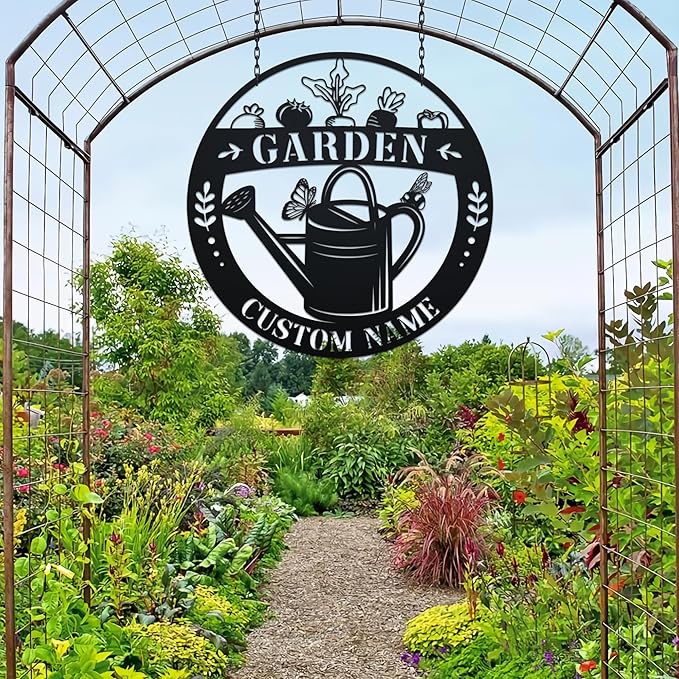 Personalized Garden Signs For Gardeners - Custom Metal Garden Sign, Outdoor Garden Signs Personalized with Name, Hanging Garden Sign, Mother Day Grandma Sister Gifts