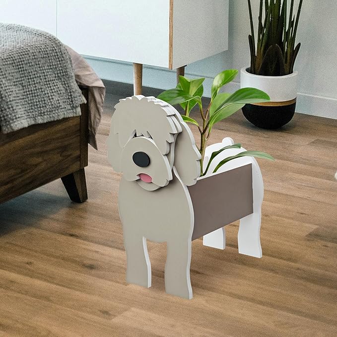 Golden Dou Dog Planter, Cute Animal Shape Flower Planters, Plant Pots for Indoor/Outdoor Garden Decor, Unique Gifts/Souvenirs for Pet Lovers (Large)