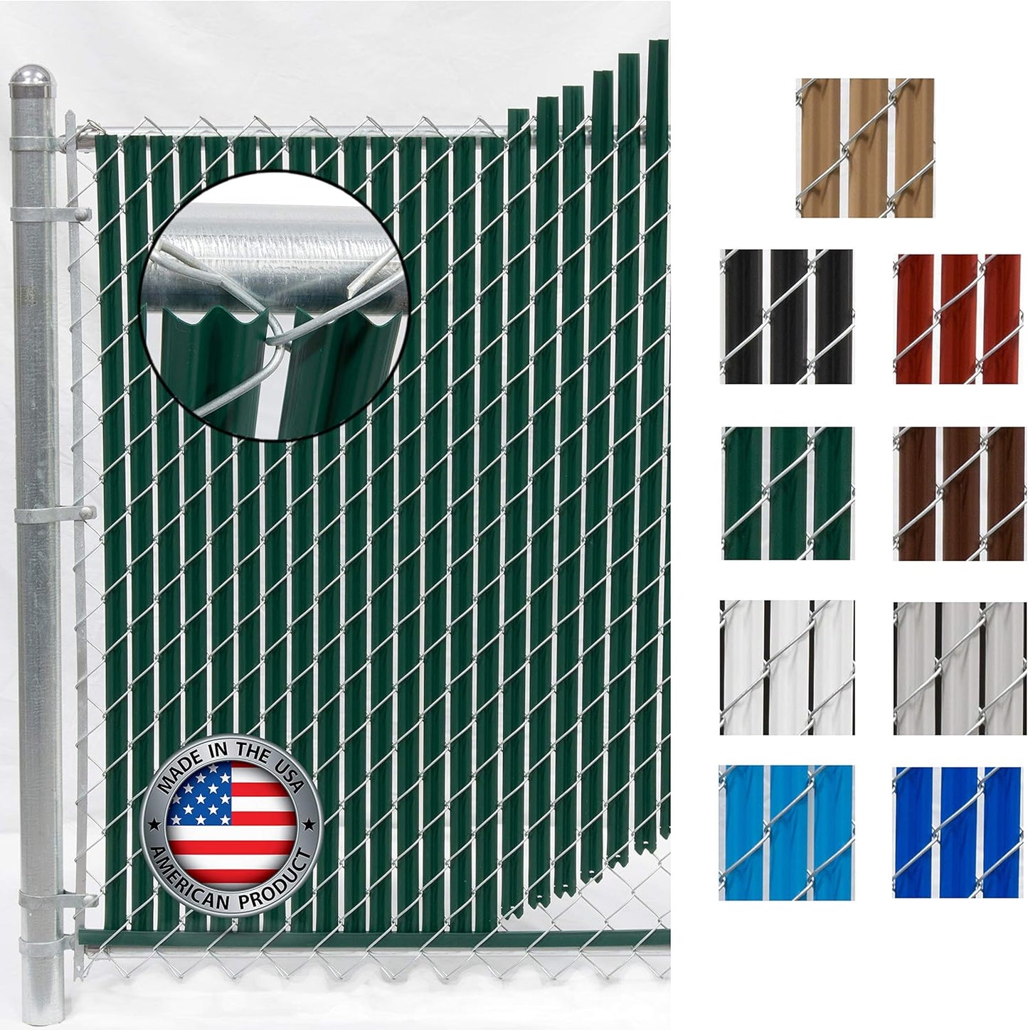 Wave Slat (9 Colors) Single Wall Bottom Locking Privacy Slat for 4', 5', 6', 7' and 8' Chain Link Fence (8 ft, Green)
