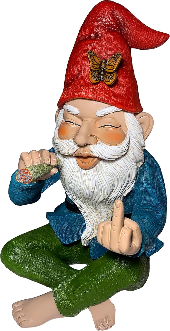 Mood Lab Garden Gnome - Relaxed Gnome - 9.6 Inch Tall Statue Lawn Garden Figurine - for Outdoor or House Decor
