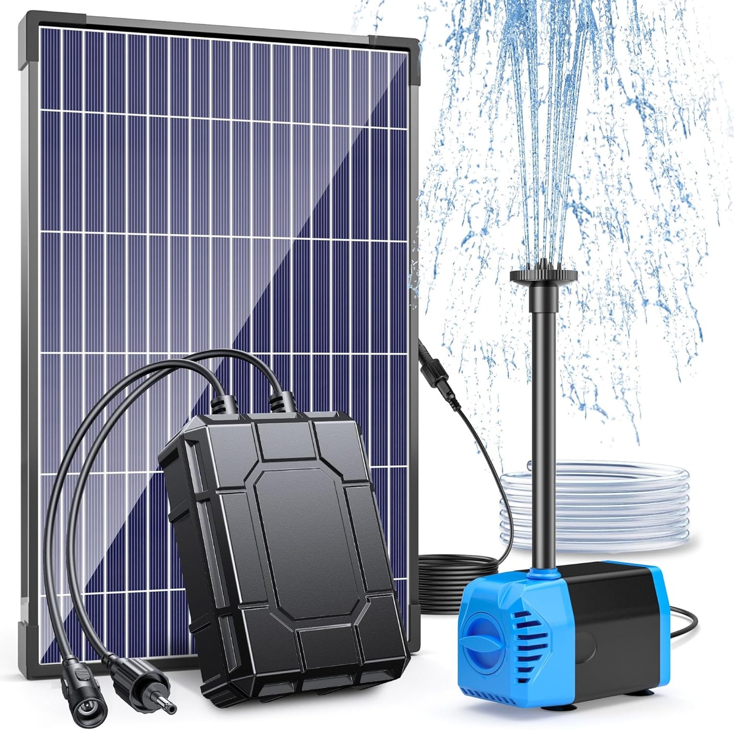 POPOSOAP Solar Water Pump with Battery Backup, 12W Solar Fountain Pump with 2200mAh Battery Backup for Wildlife Garden, Pond, Waterfall, Hydroponics