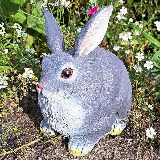 Stocky Bunny Garden Statue - Outdoor Key Hider for Garden, Porch or Patio - Magnetic Cover Key Hider