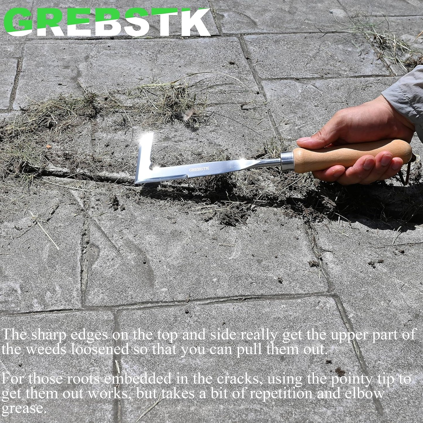 GREBSTK Crack Weeder Crevice Weeding Tool Manual Weeder Beech Handle Lawn Yard Gardening Tool